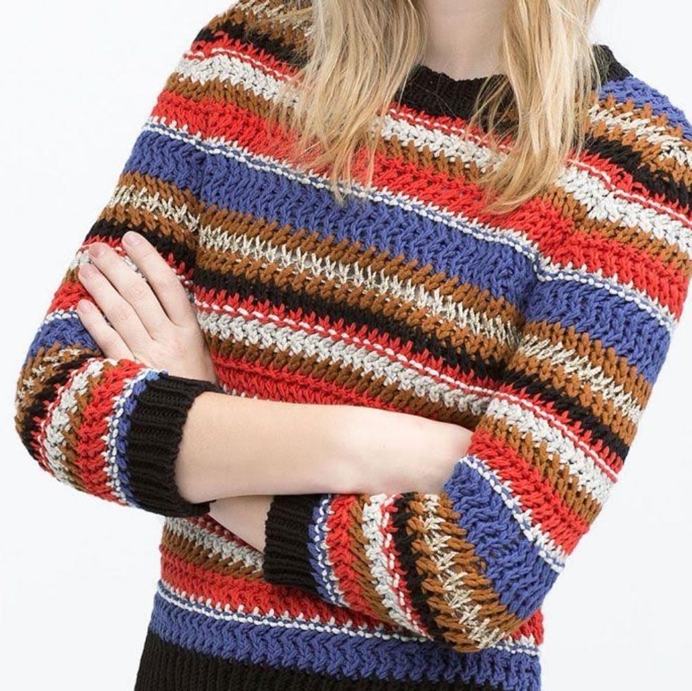 Zara Retro Multicolored Sweater, sz S
